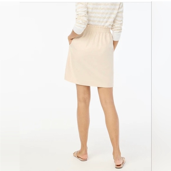 J.Crew Linen/ Cotton Blend City Skirt Sz 12. Ivory Pockets Pull-On Elastic Waist - Picture 1 of 11